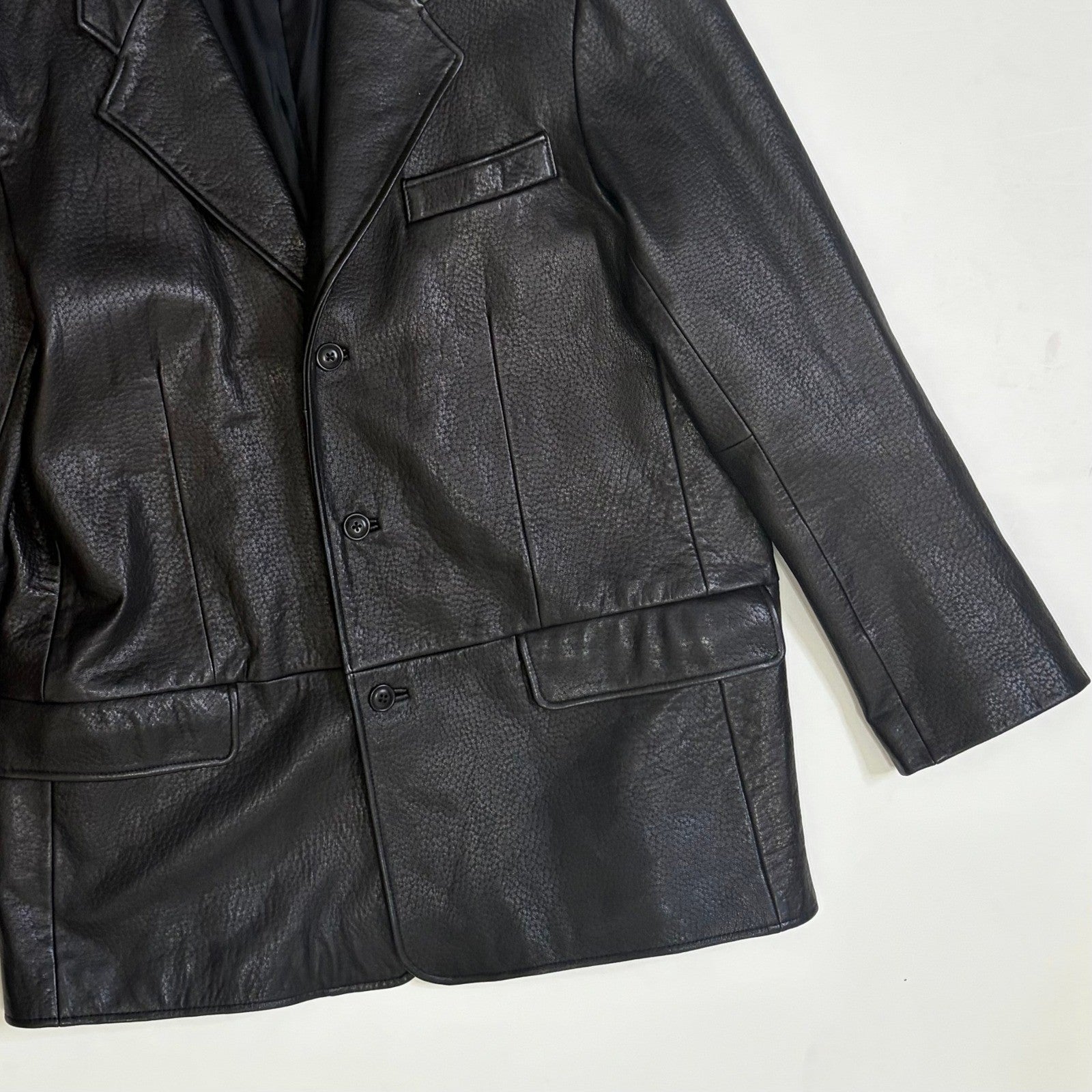 Vintage THE TERRITORY AHEAD Black Leather Jacket Blazer Solid X-Large Tall