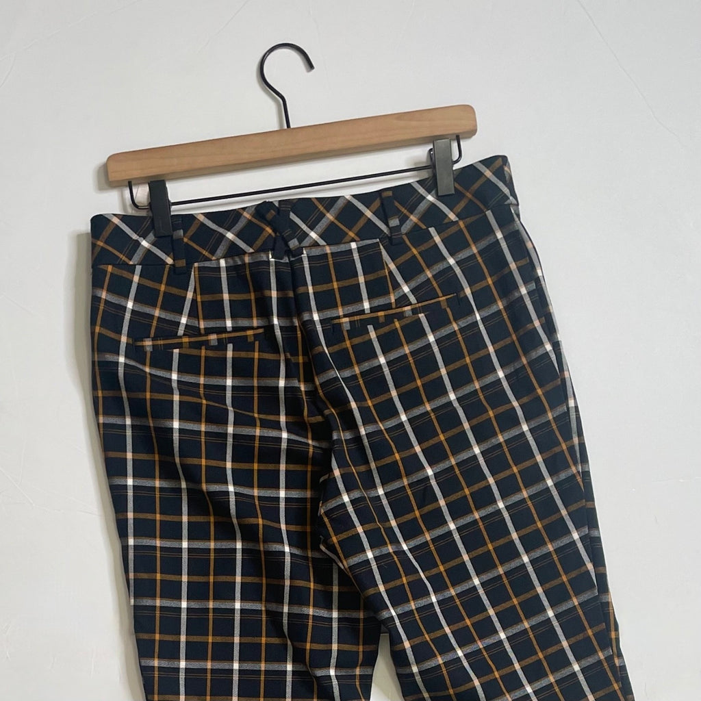 NWT!! ANTHROPOLOGIE The Essential Plaid Pants Black Orange Academia Preppy 10