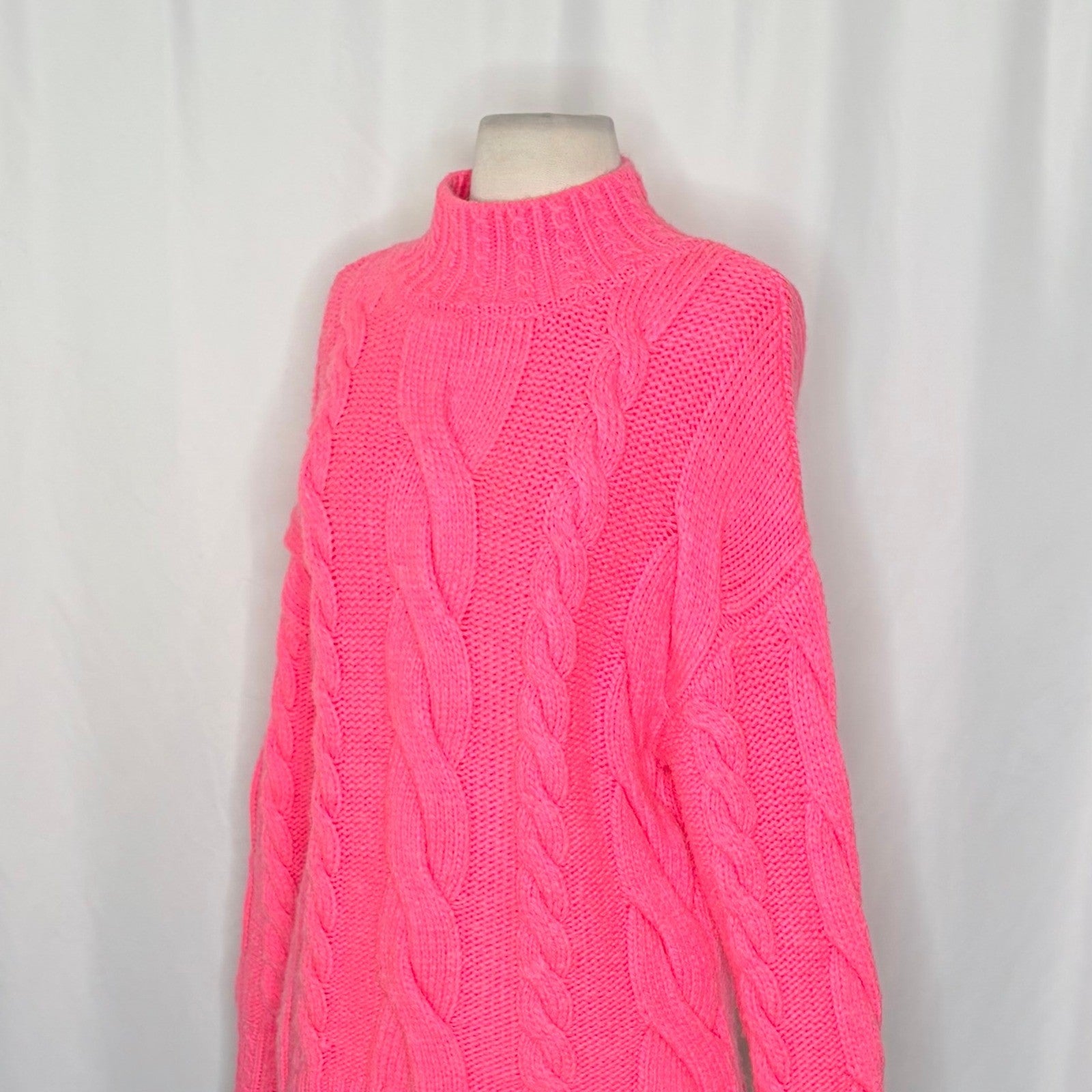 By ANTHROPOLOGIE Pink Cableknit Sweater Wool Pullover Knitwear Small
