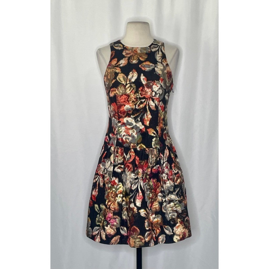 Anthropologie LEIFSDOTTIR Adelita Floral Brocade Metallic Dress Party Size 2