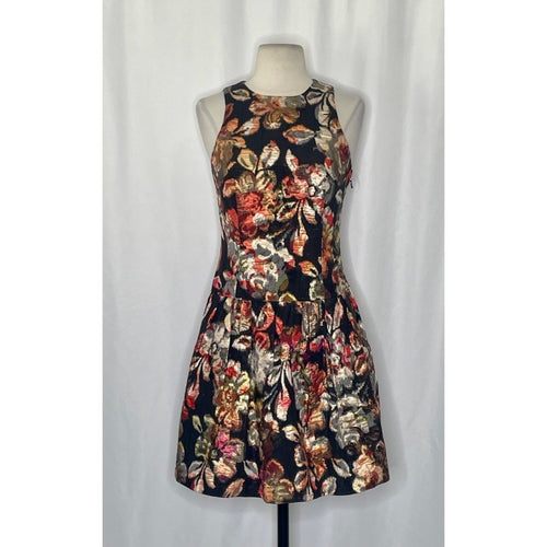 Anthropologie LEIFSDOTTIR Adelita Floral Brocade Metallic Dress Party Size 2
