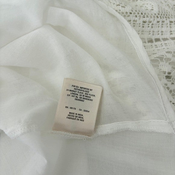 Anthropologie HOLDING HORSES White Lace Sleeve Buttondown Shirt Top Lacey Small