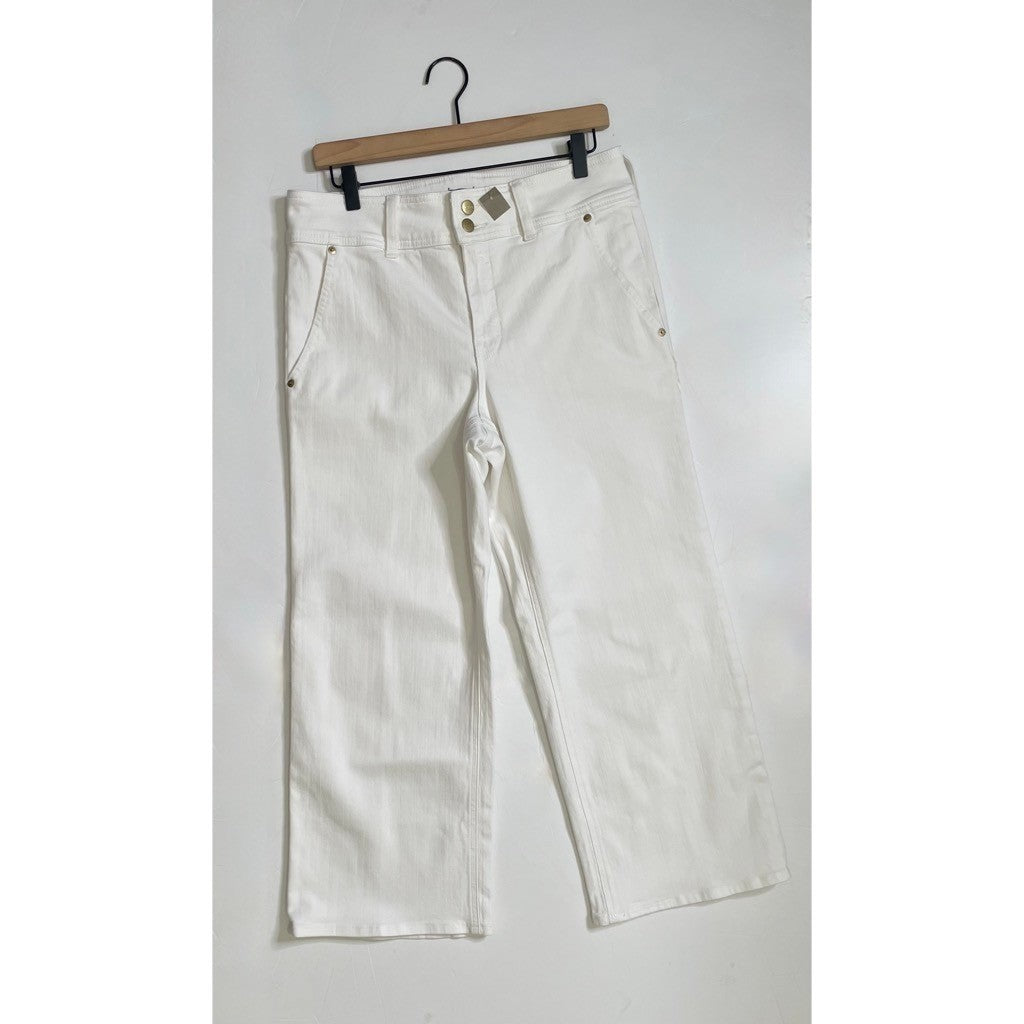 NWT!! J. CREW Slim Wide Jeans Stacked Buttons Solid White Size 29 Petite 29P