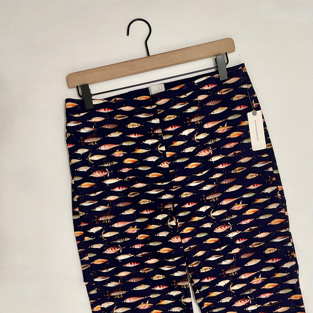 NWT!! Anthropologie MAEVE Fishing Lures Capri Pants Elastic Waist Cropped Medium