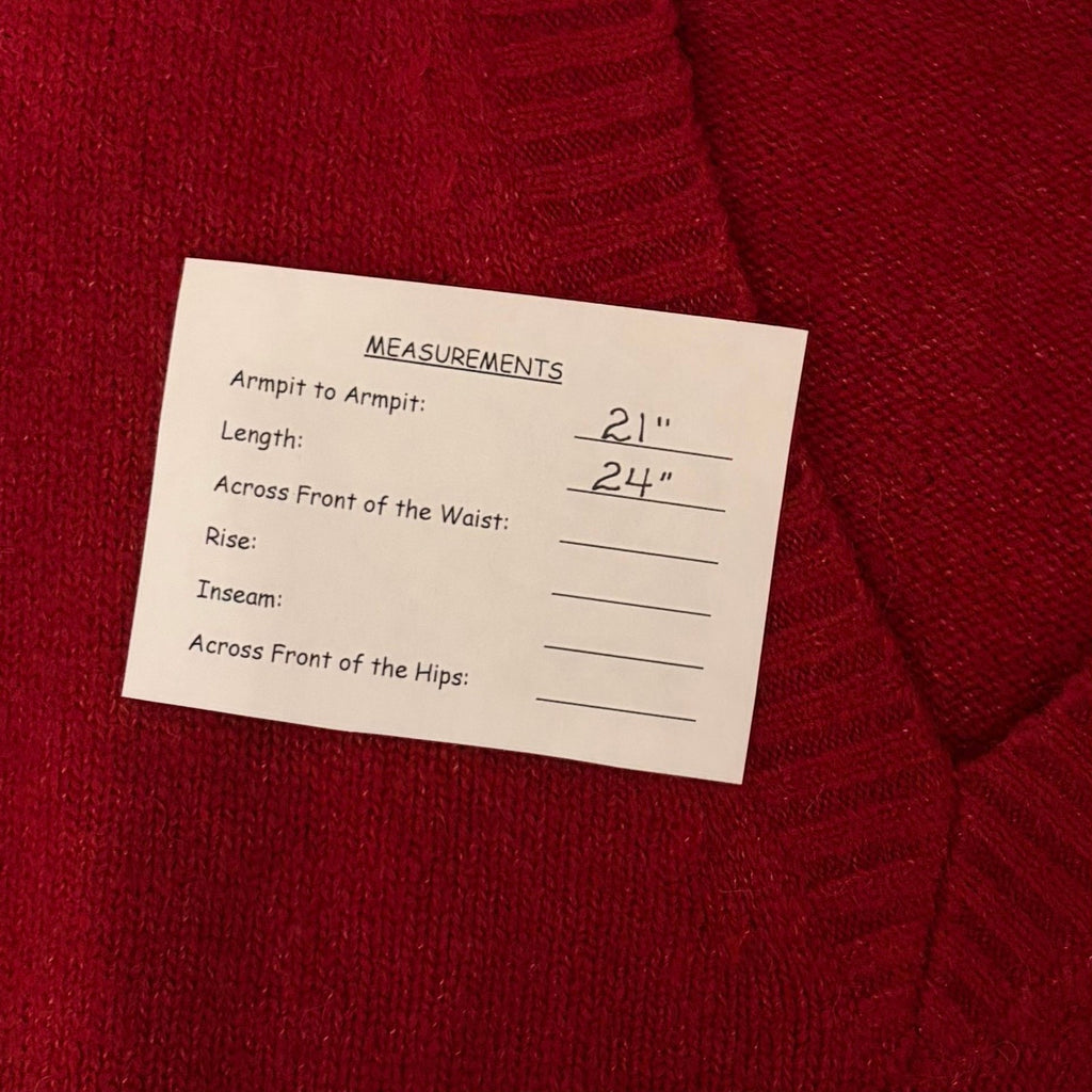 J. CREW Relaxed V Neck Pullover Sweater Solid Red Merino Wool Alpaca Medium