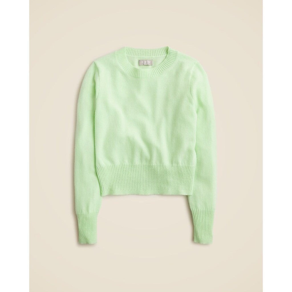 NWT!! J. CREW Cashmere Shrunken Crewneck Sweater Green Sheer Mint Knit Small