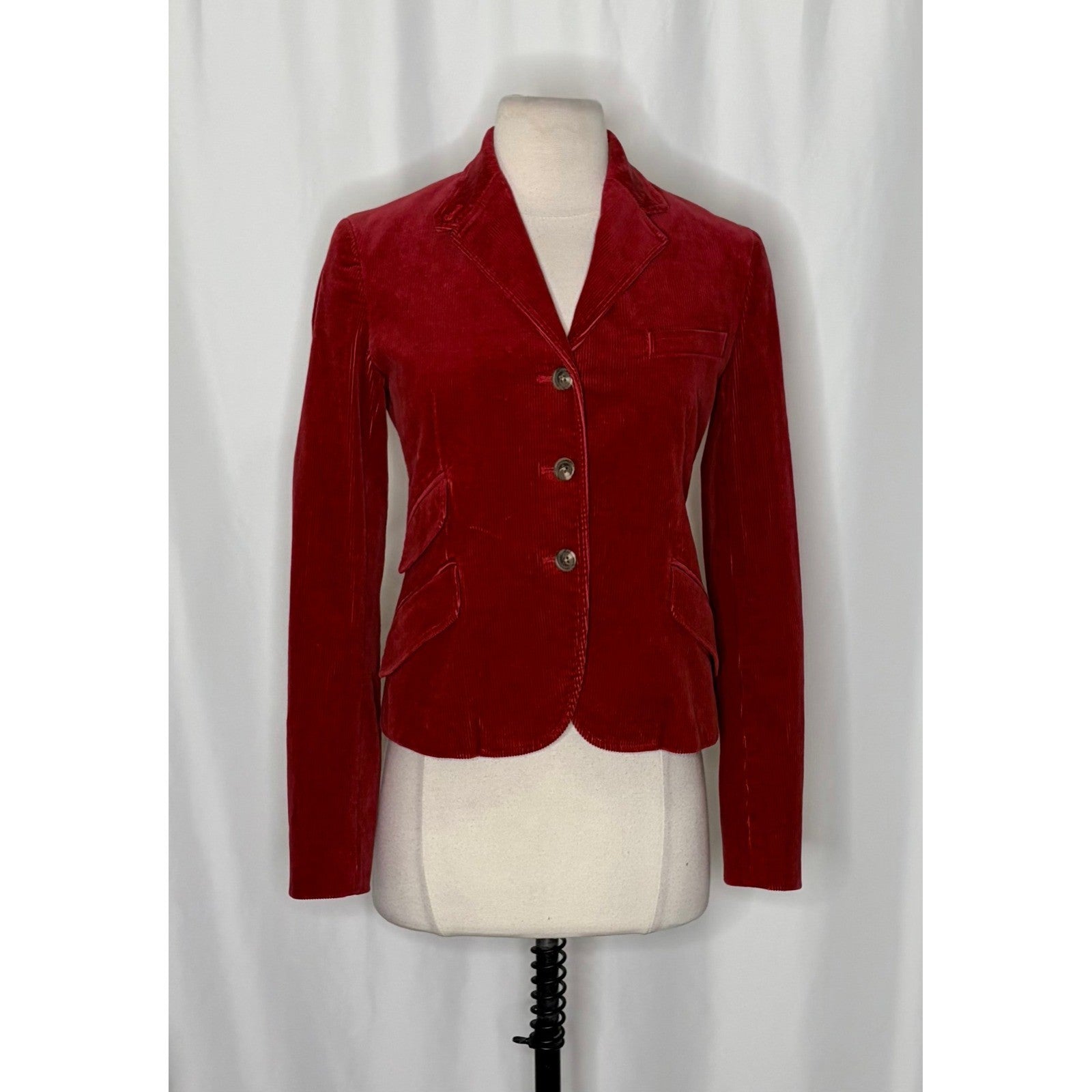 RALPH LAUREN BLUE LABEL Red Corduroy Blazer Jacket Preppy Academia Size 2