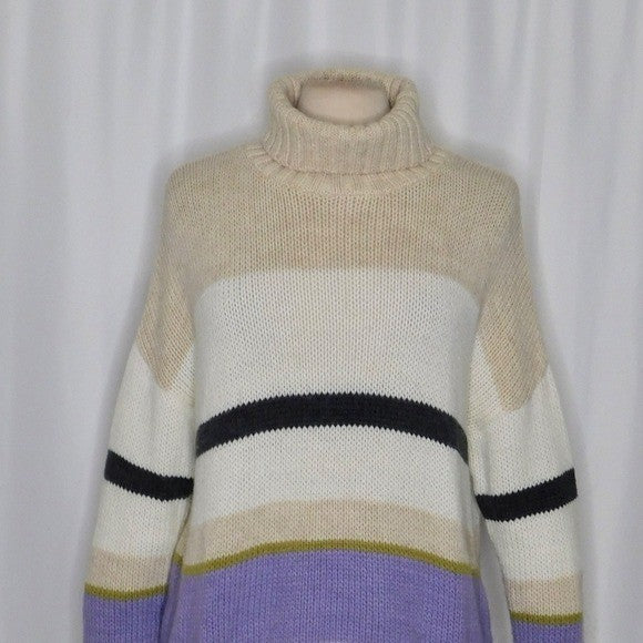 Anthropologie ALDOMARTINS Striped Turtleneck Sweater Aldo Martins Wool Small
