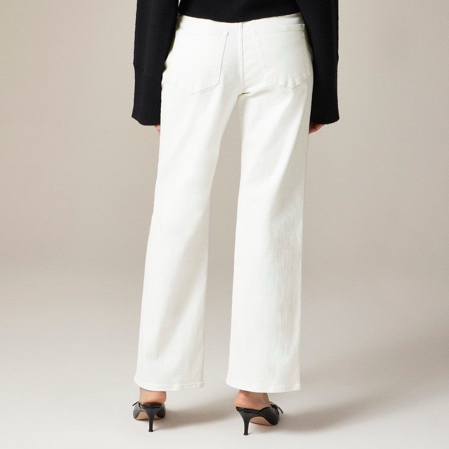 NWT!! J. CREW Lower Rise Full Length Slim Wide Jeans Solid White Retro Size 24