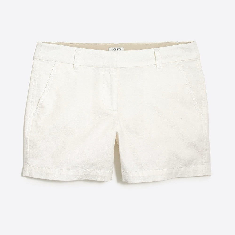 NWT!! J. CREW Factory 5" Classic Chino Shorts Solid White Pockets Preppy 12