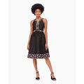KATE SPADE Black Mosaic Embellished Embroidered Midi Dress Fit N' Flare Size 0
