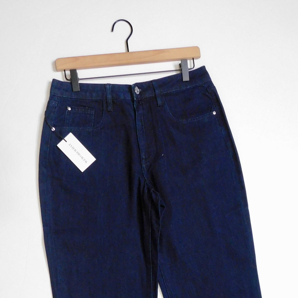 NWT!! WEWOREWHAT Low Rise Dad Jeans Dark Wash Blue Raw Hems Denim Casual Size 27