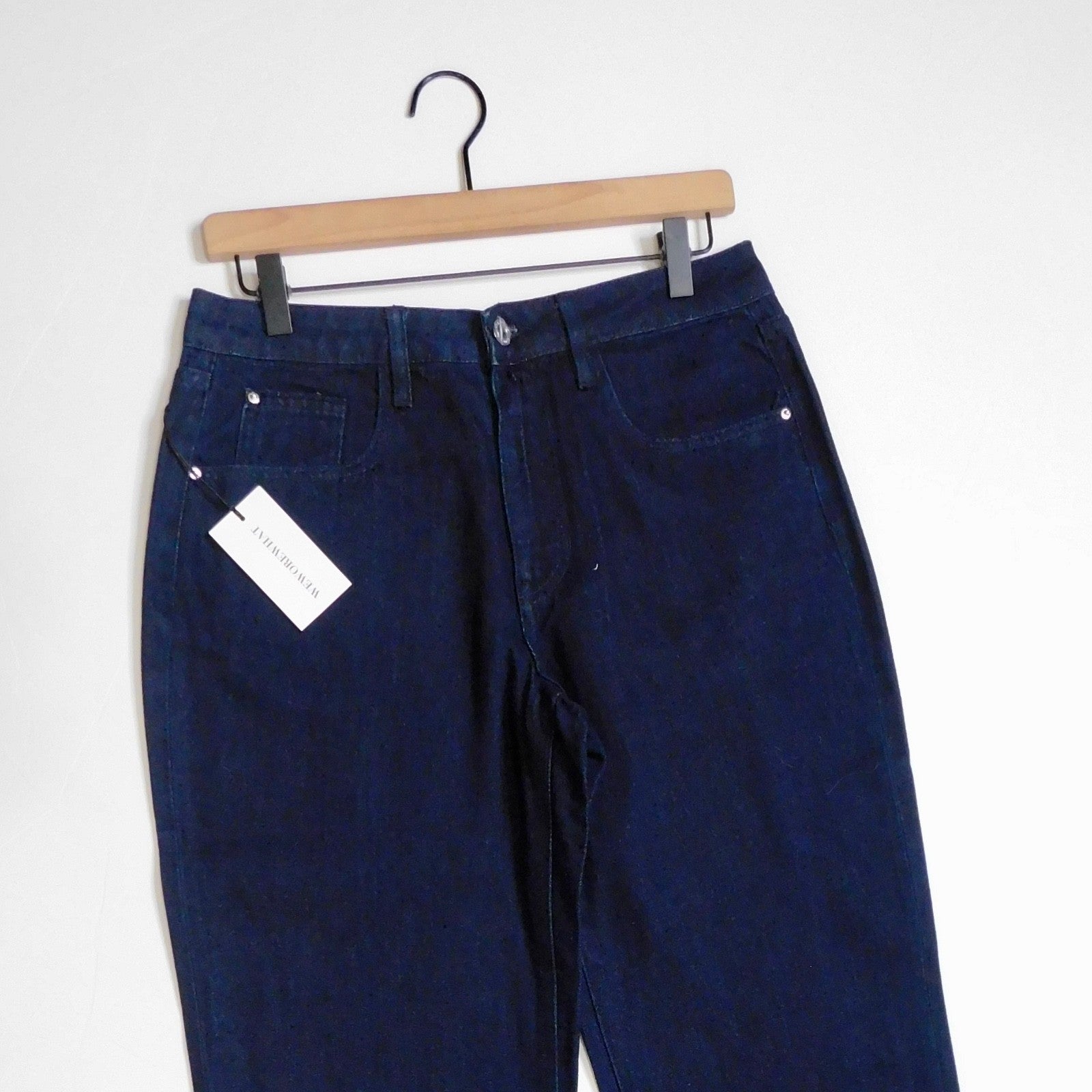 NWT!! WEWOREWHAT Low Rise Dad Jeans Dark Wash Blue Raw Hems Denim Casual Size 27