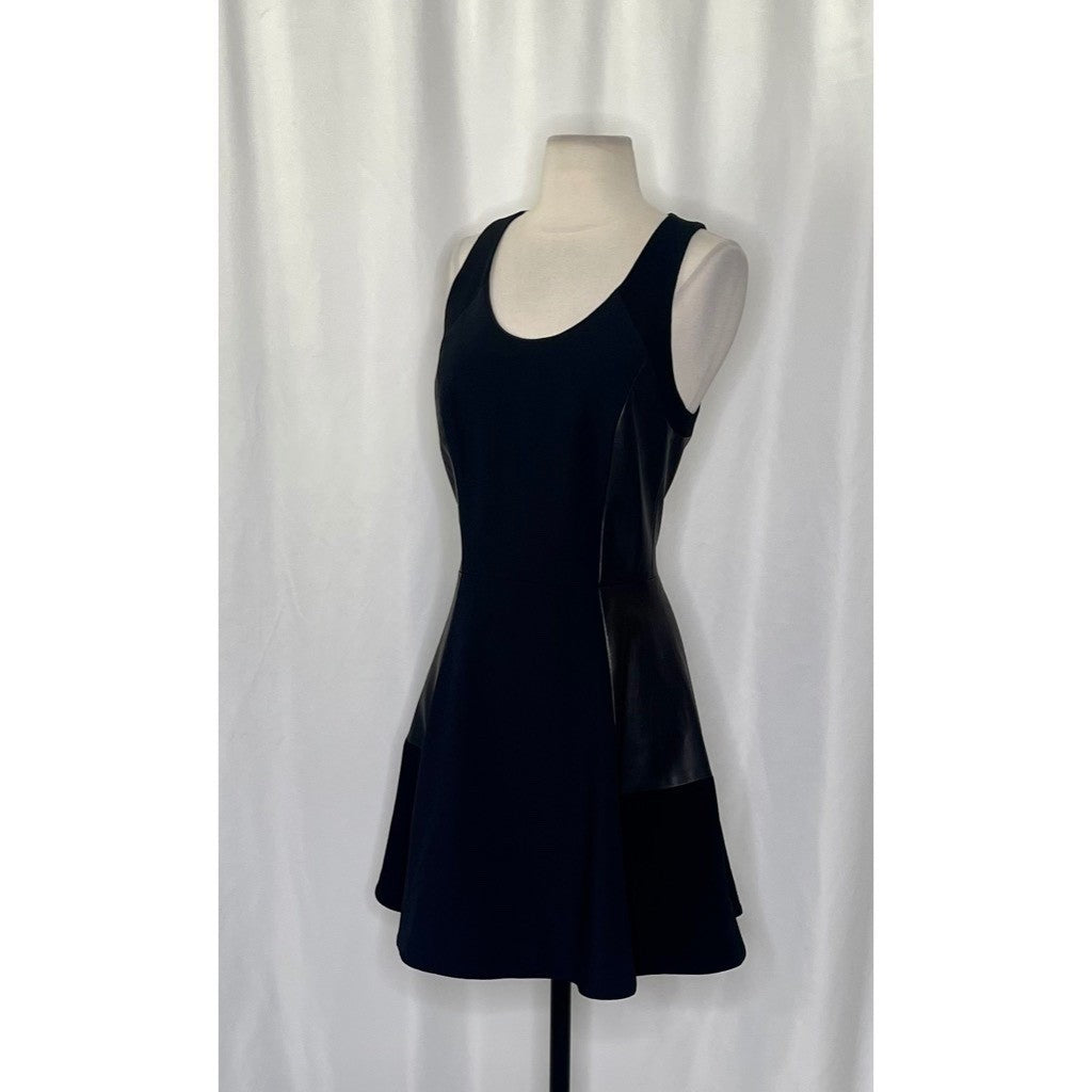RAG & BONE Leather Montrose Fit N' Flare Little Black Dress Panel Mini Size 6