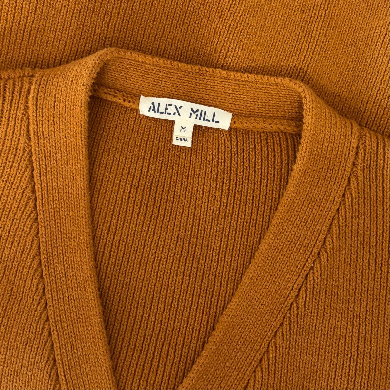 ALEX MILL Jo Ribbed Cardigan Sweater Caramel Brown Buttons Pockets Medium