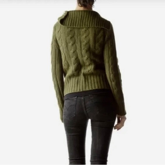 Vintage J. CREW Cable Knit Shawl Collar Cardigan Sweater Wool Cashmere X-Small