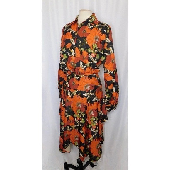 Revolve DODO BAR OR Natasha Dress Genia Floral Retro Print Size 46 US Size 10