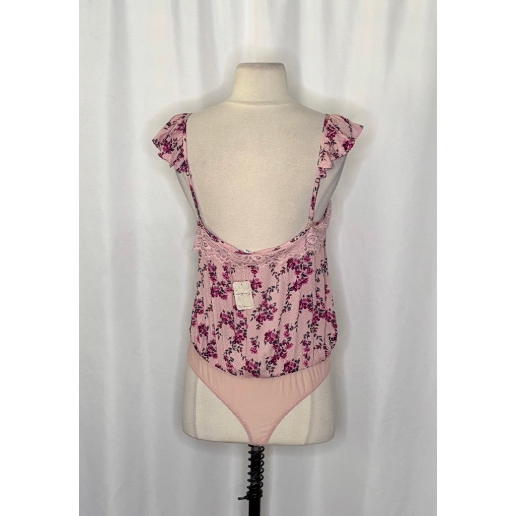 NWT!! FREE PEOPLE Intimately Take It Away Floral Bodysuit Lace Ruffled Small