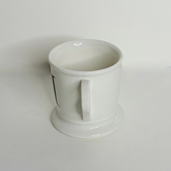 ANTHROPOLOGIE Letter "H" Monogram Mug White Minimalist Coffee Tea Farmhouse H