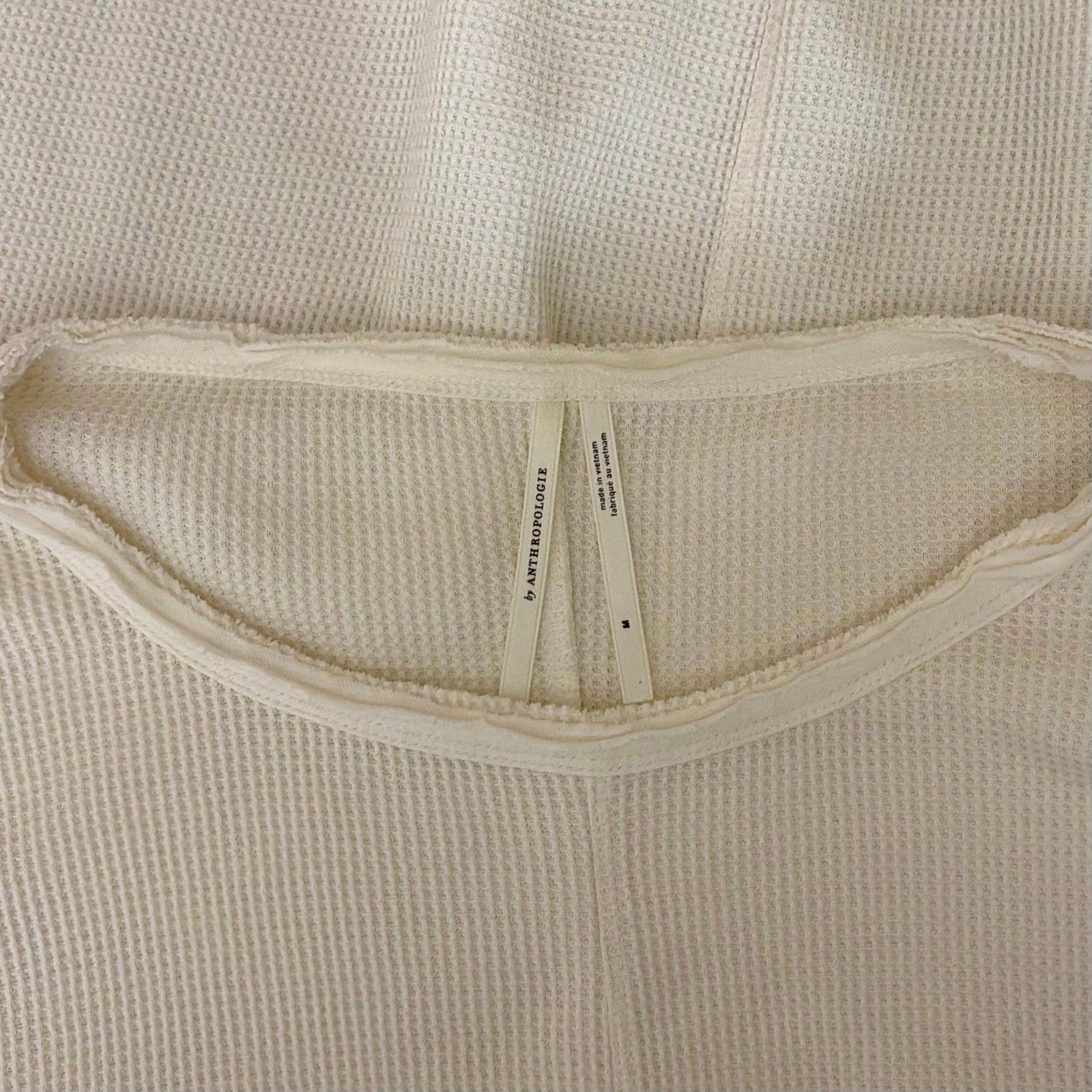 By ANTHROPOLOGIE Waffle Knit Oversized Top Shirt Pullover Pale Ivory Medium