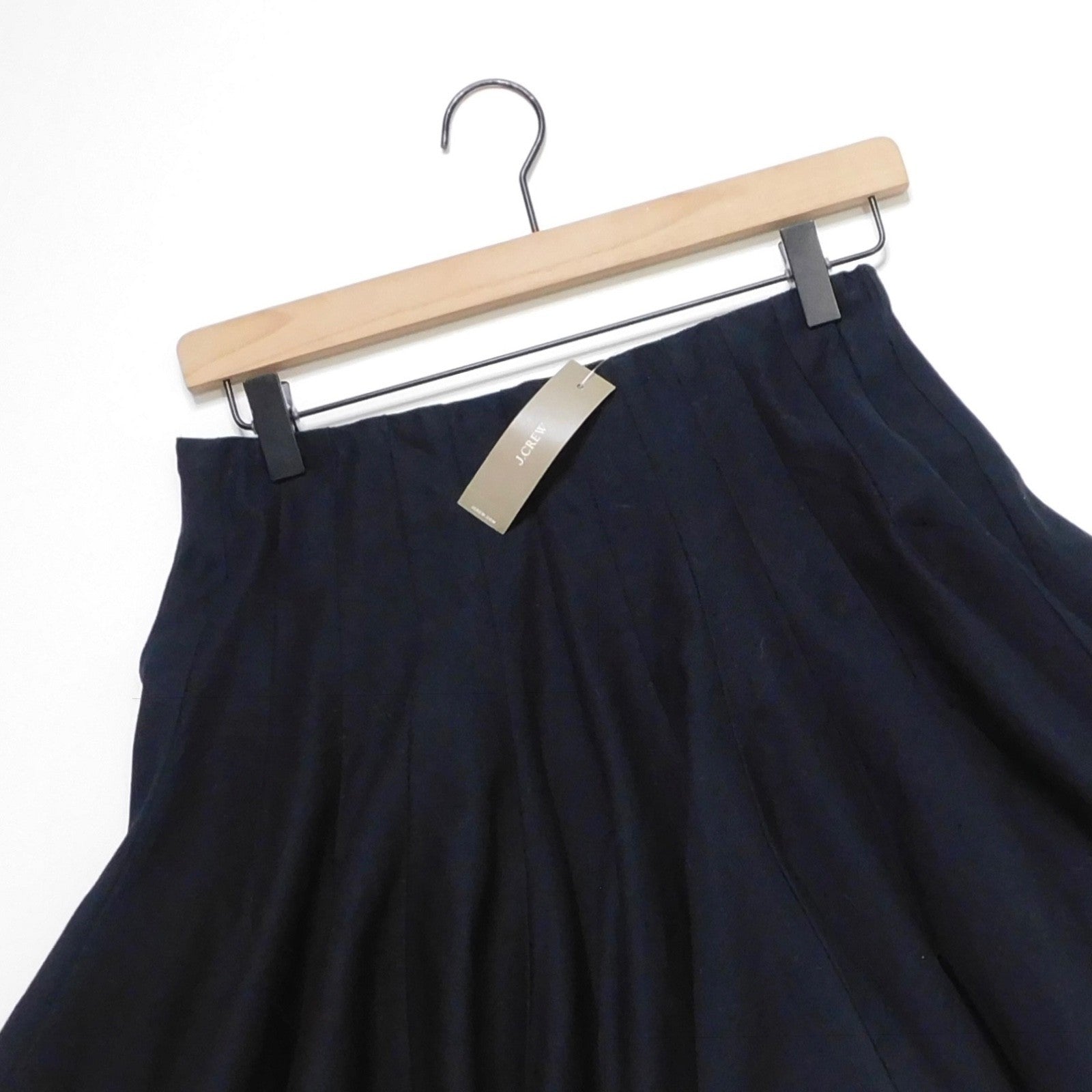 NWT!! J. CREW Godet Mini Skirt Black Chino Pleated Solid Pleats Preppy Size 2