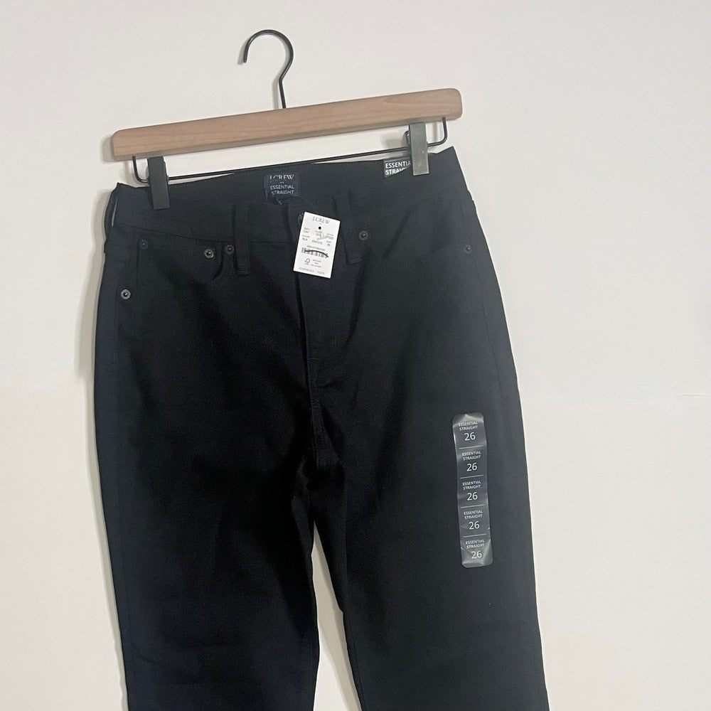 NWT!! J. CREW Factory Essential Straight Jeans All-Day Stretch Solid Black 26