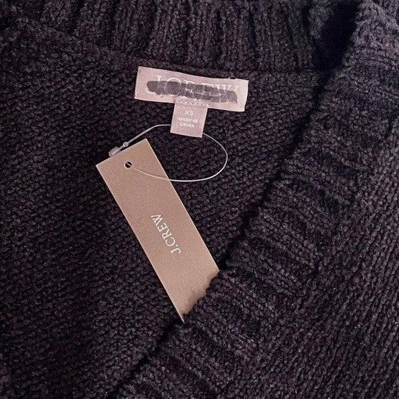 NWT!! J. CREW Marina V-Neck Cardigan Sweater Pockets Solid Black Preppy X-Small