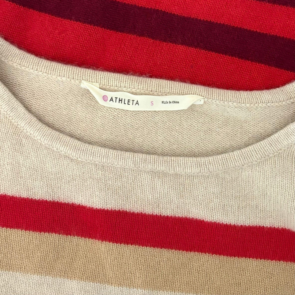 ATHLETA Cashmere Lodge Striped Sweater Pullover Chianti Multi Stripes Small