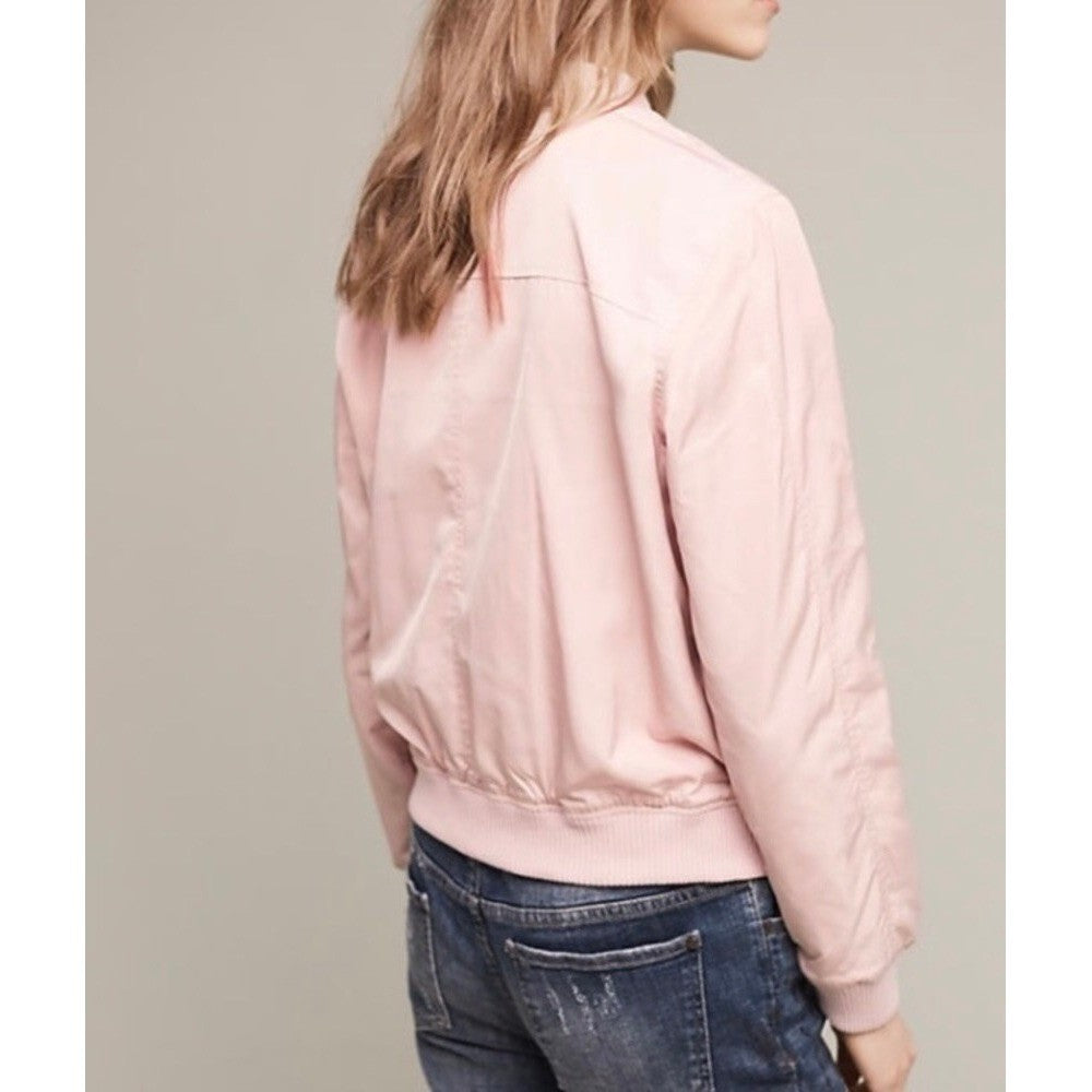 Anthropologie HEI HEI Journey Bomber Jacket Solid Light Pink Sporty Medium