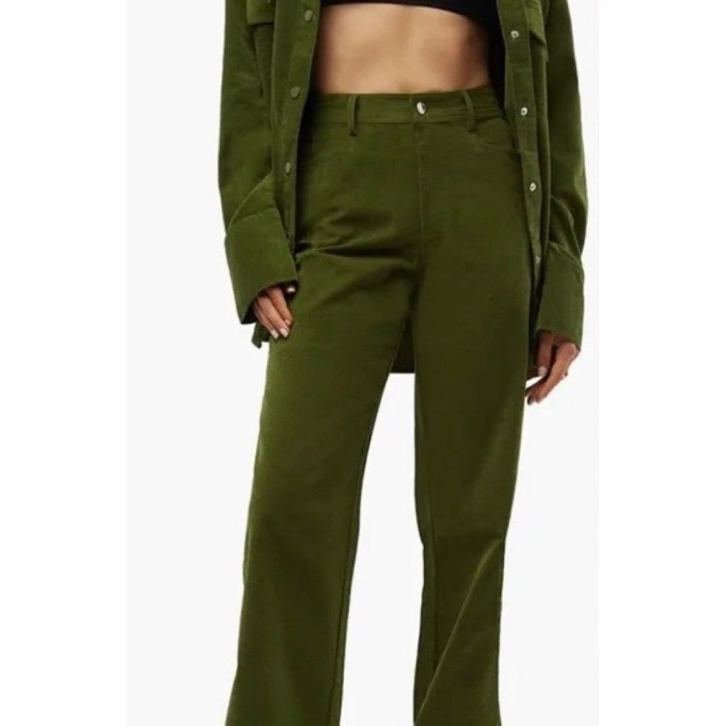 NWT!! WEWOREWHAT Elastic Back Corduroy Pants Basil Green Preppy Academia X-Small