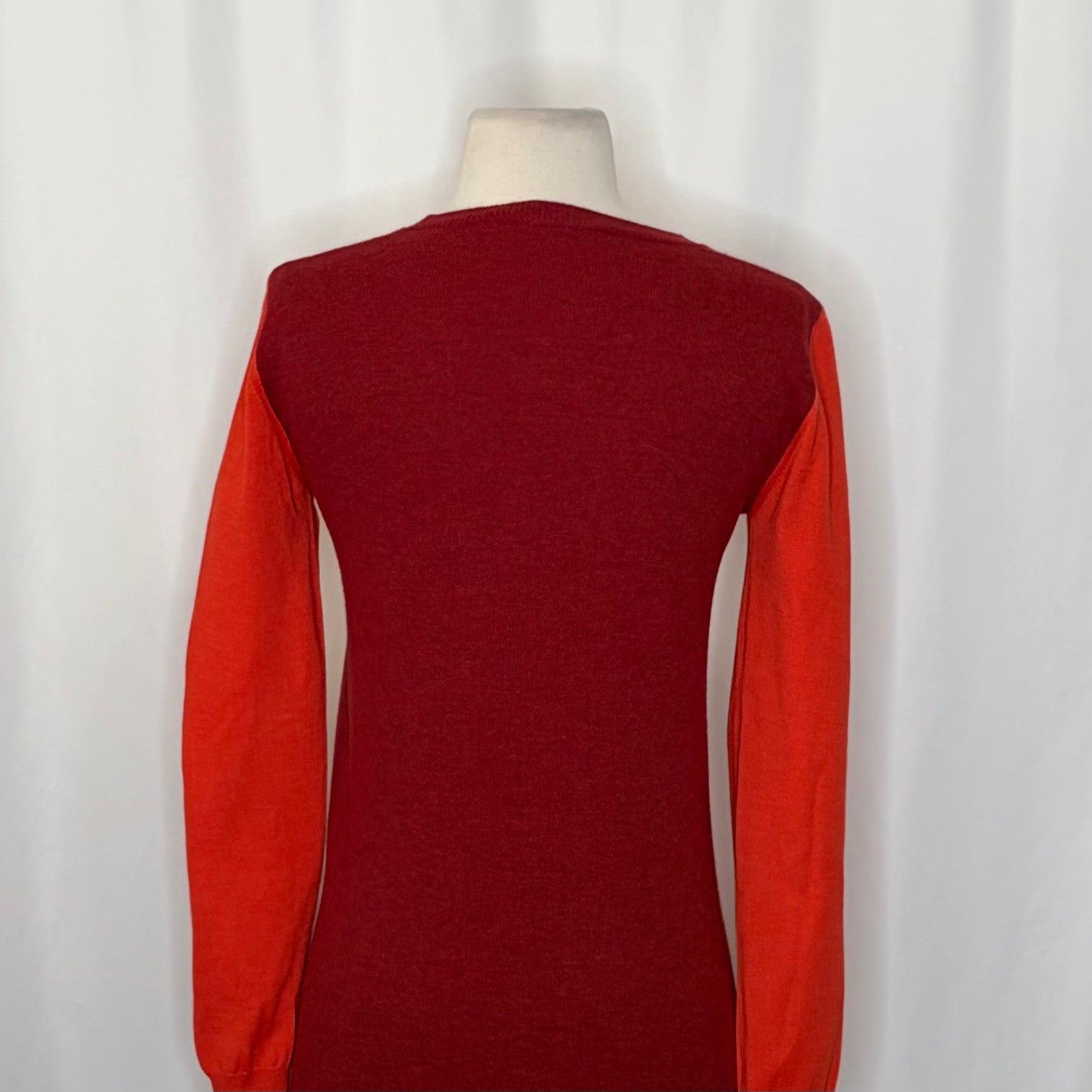STELLA MCCARTNEY Wool Silk Colorblock Pullover Sweater Knit Red Orange 38 US 4