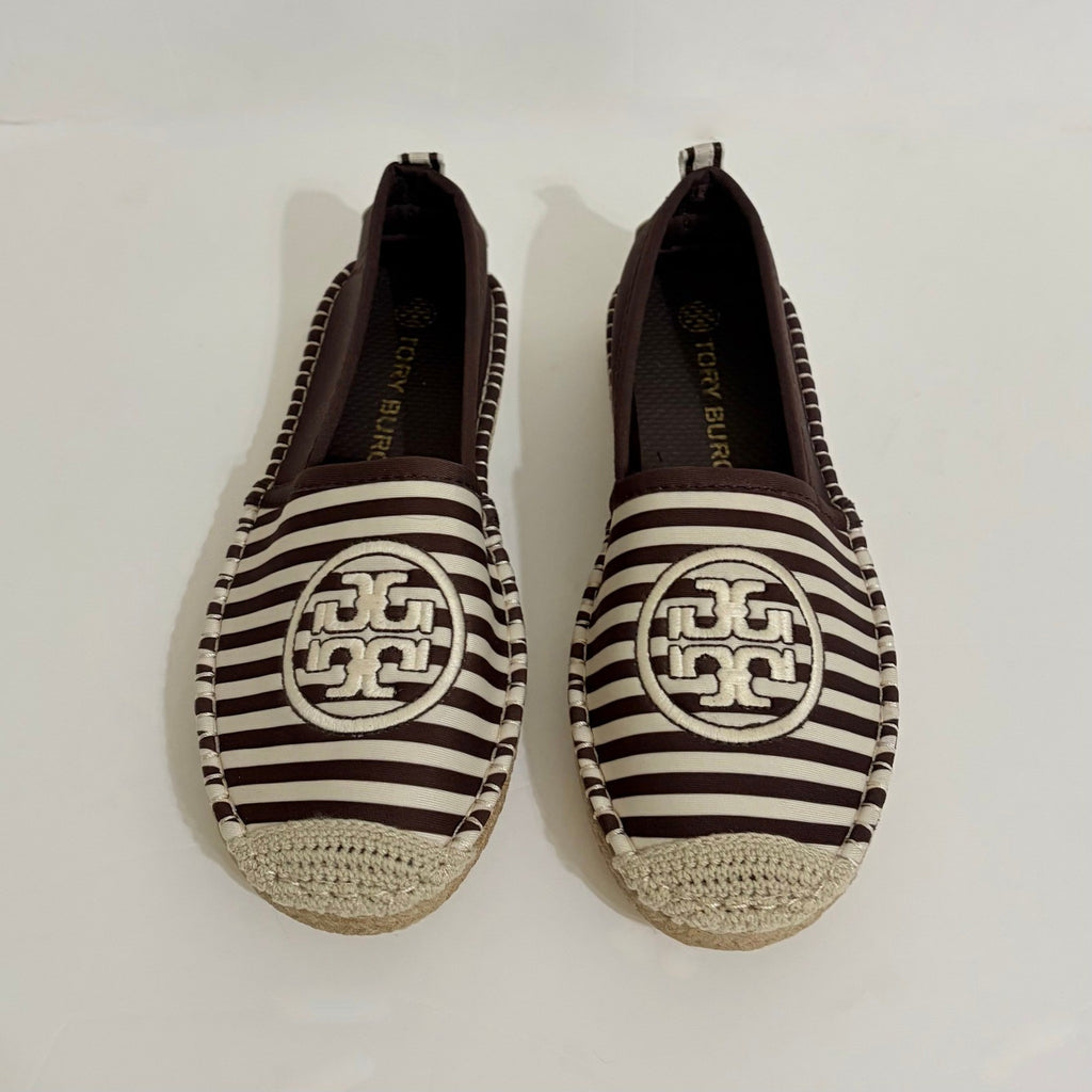 TORY BURCH x Sea Star Beachwear Espadrilles Brown Striped Shoes Size 10