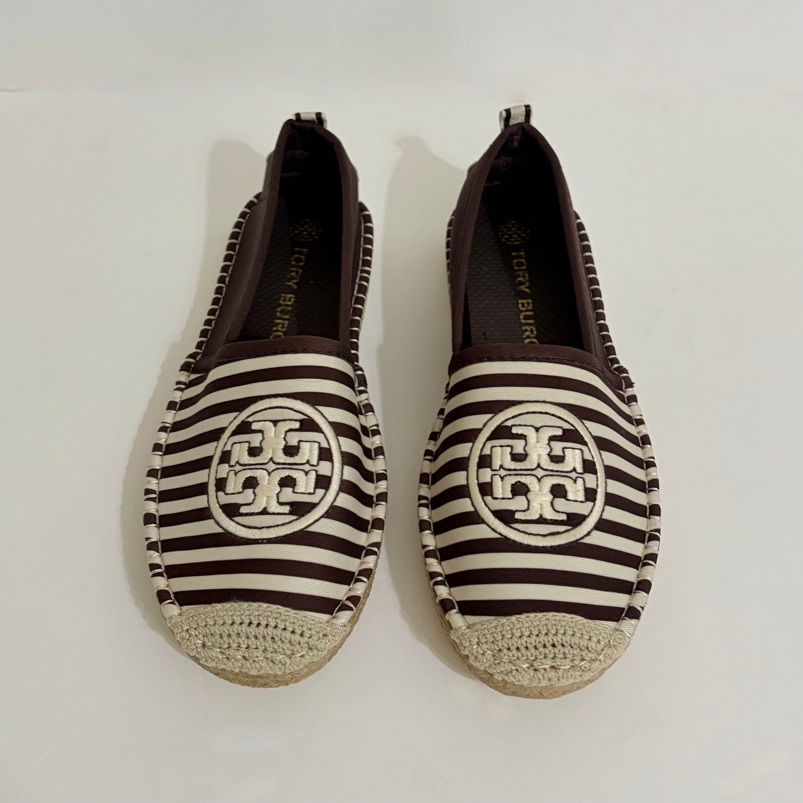 TORY BURCH x Sea Star Beachwear Espadrilles Brown Striped Shoes Size 10