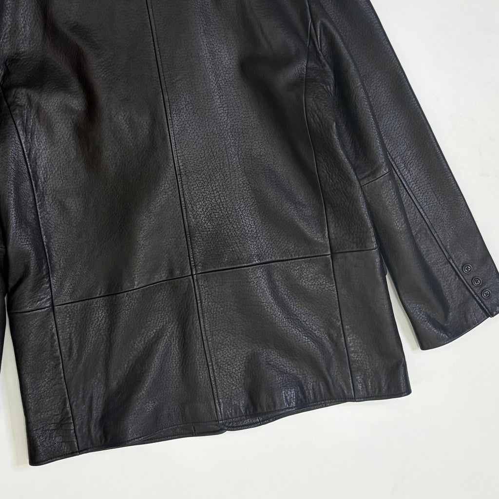 Vintage THE TERRITORY AHEAD Black Leather Jacket Blazer Solid X-Large Tall