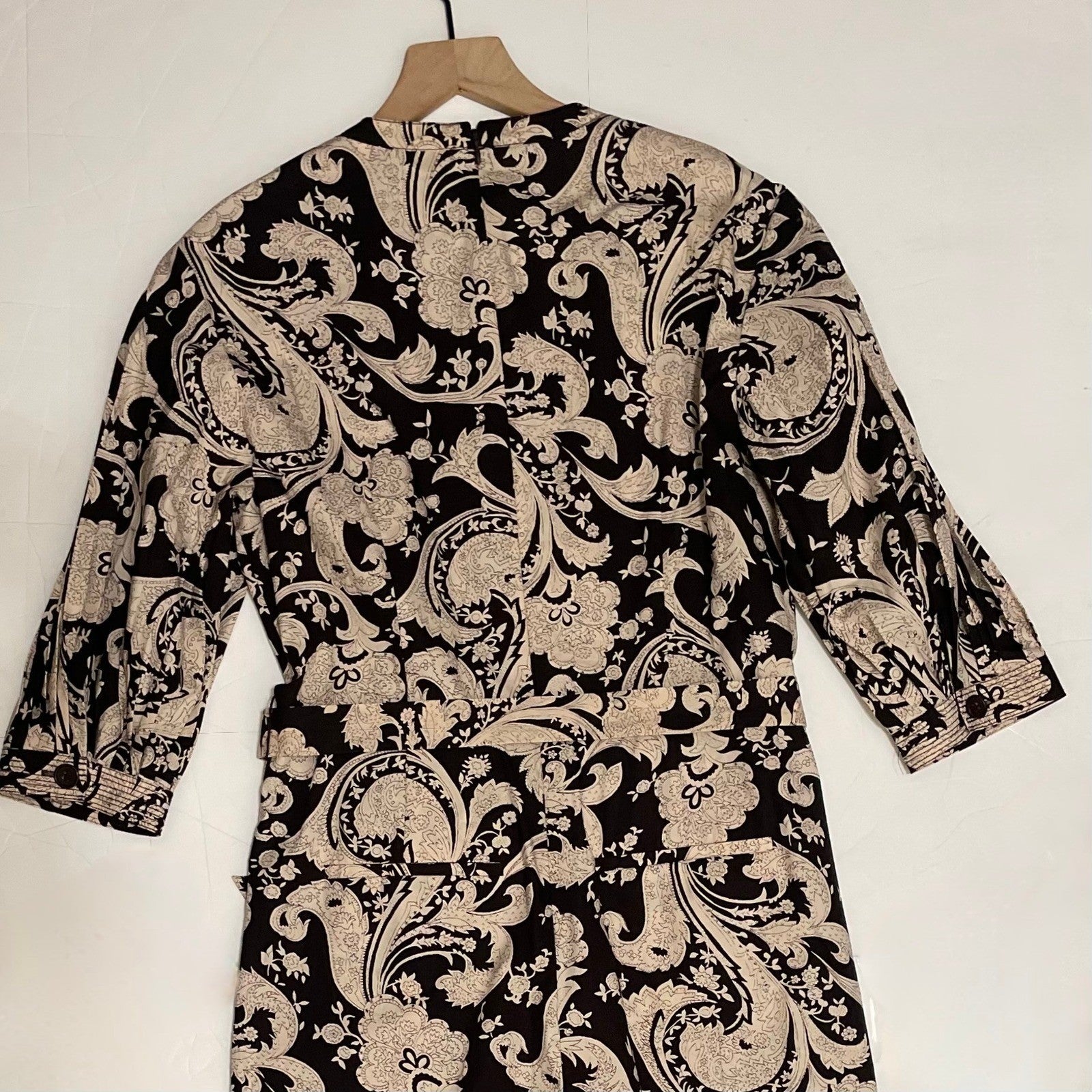 REBECCA TAYLOR Paisley Jumpsuit Scroll Paisley Espresso Belted Brown Medium