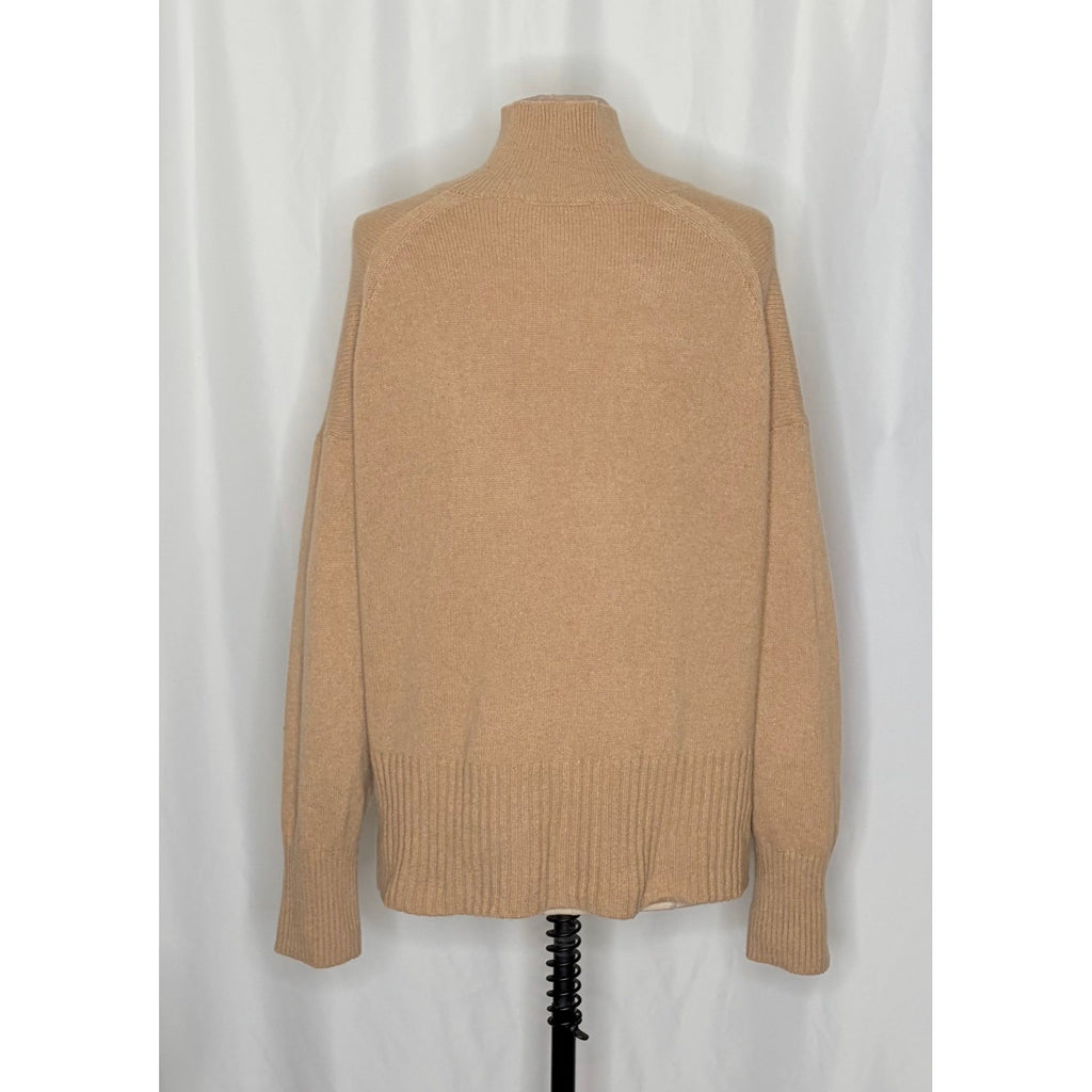 EVERLANE The ReCashmere Oversized Turtleneck Sweater Mock Neck Solid Tan Large