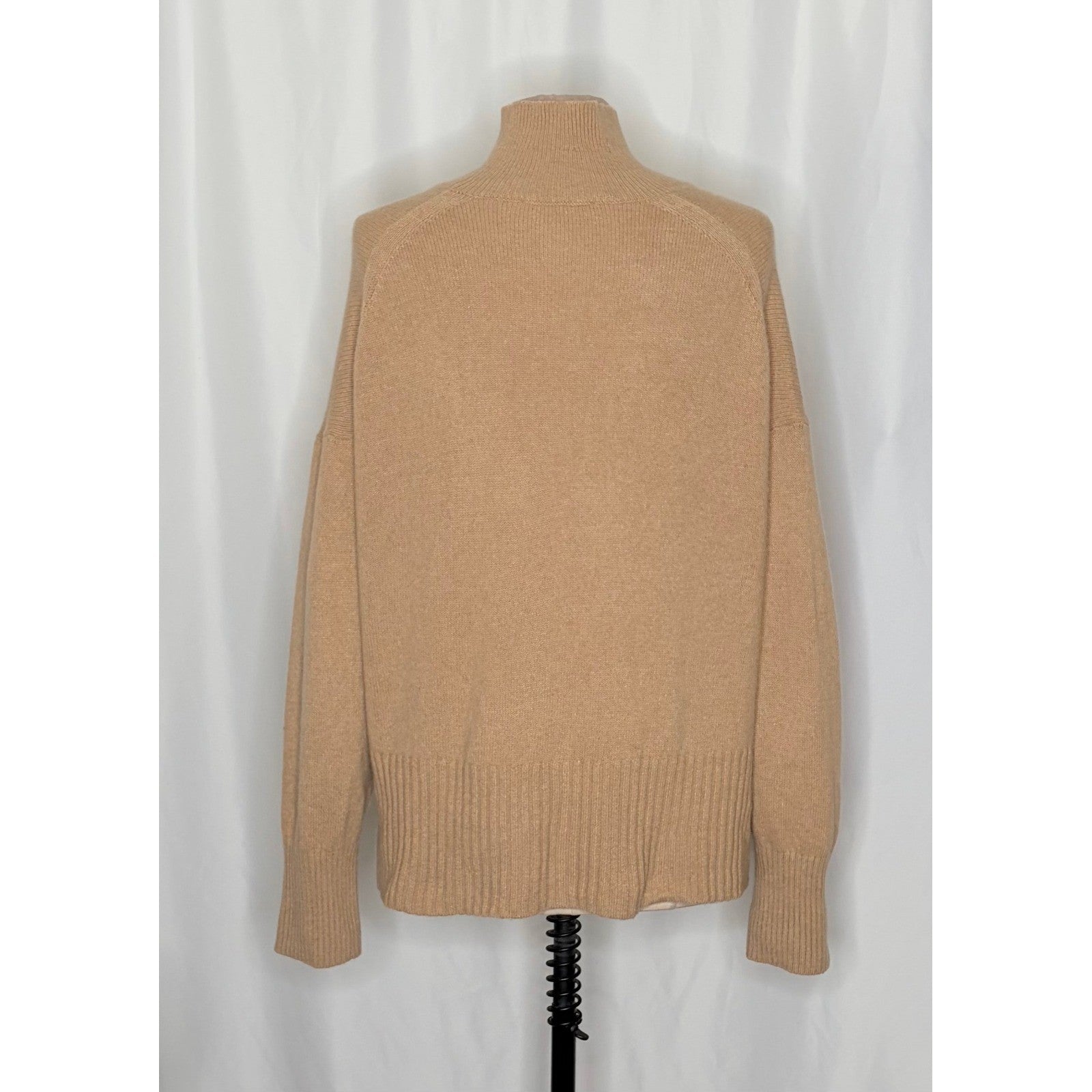 EVERLANE The ReCashmere Oversized Turtleneck Sweater Mock Neck Solid Tan Large