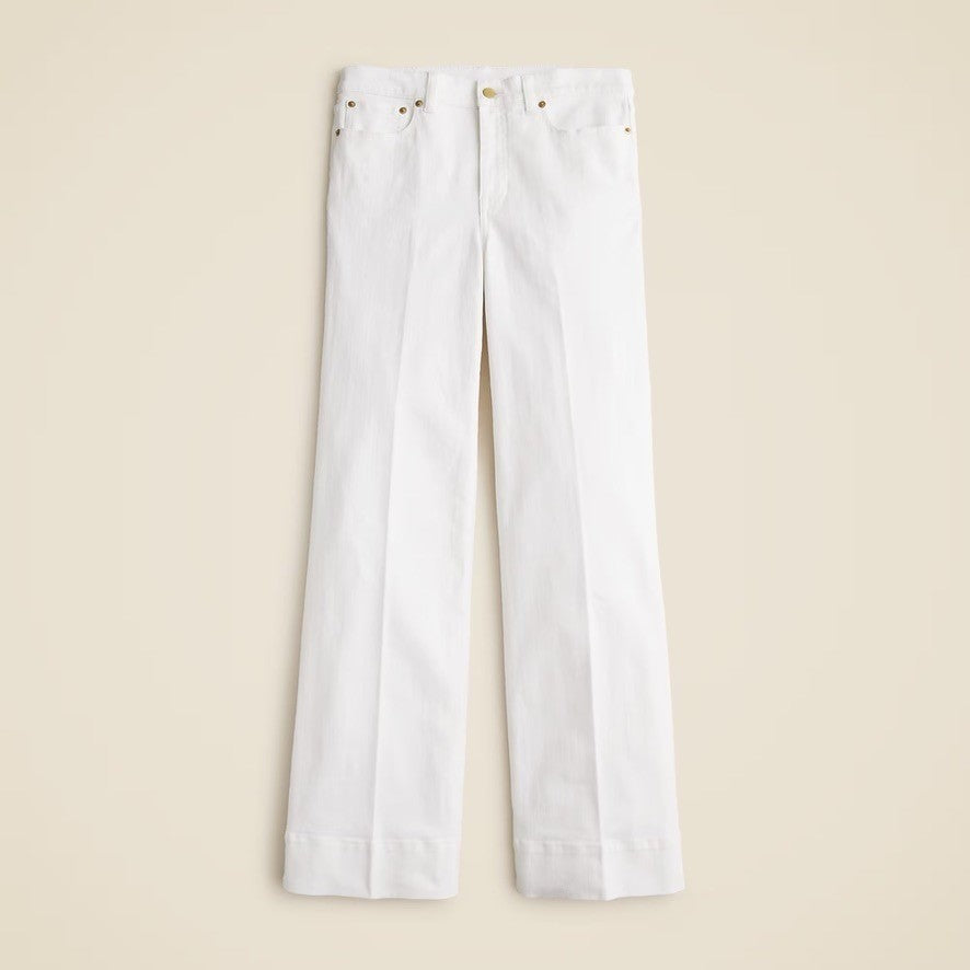 NWT!! J. CREW New High-Rise Denim Trouser Jeans White '96 Wide Leg Retro Size 32