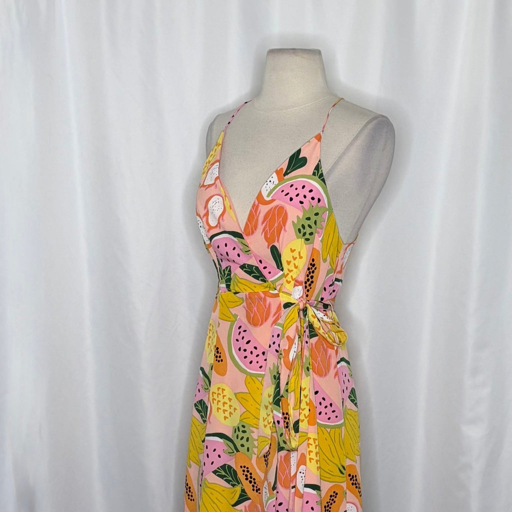 Anthropologie HUTCH Fruit High-Low Wrap Maxi Dress Glenne Tie Waist X-Small