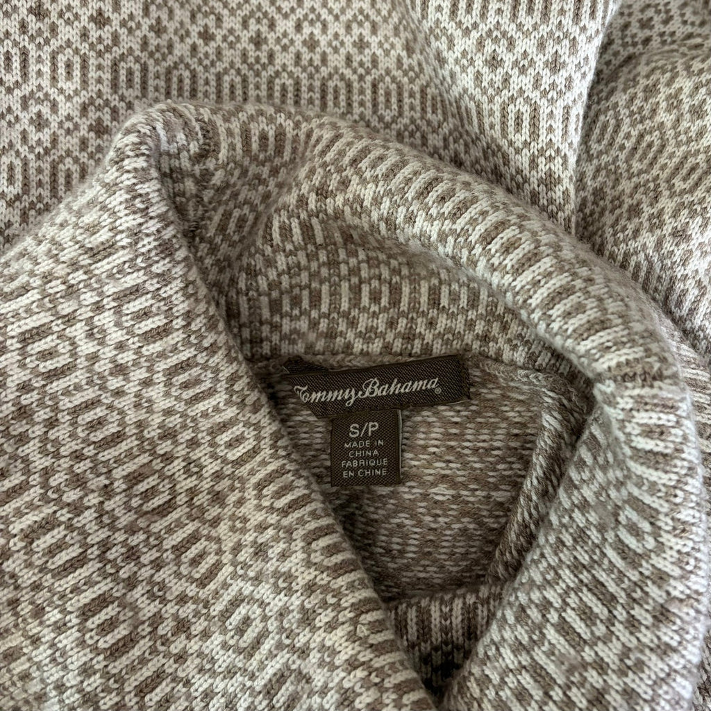 TOMMY BAHAMA Wool Blend Cowl Neck Sweater Coastal Geometric Raglan Knit Small