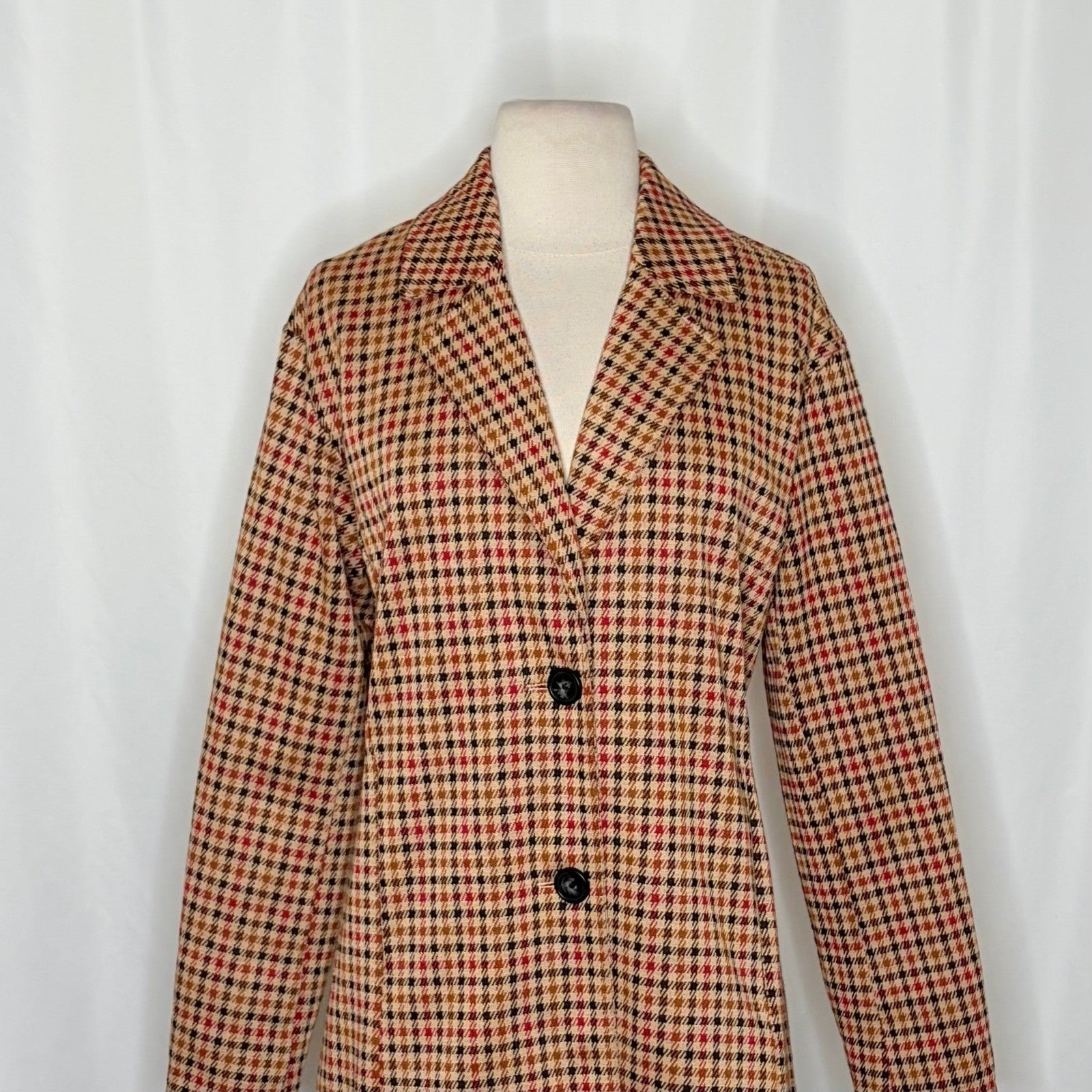 Anthropologie AVEC LES FILLES Longline Plaid Blazer Jacket Preppy Academia Small