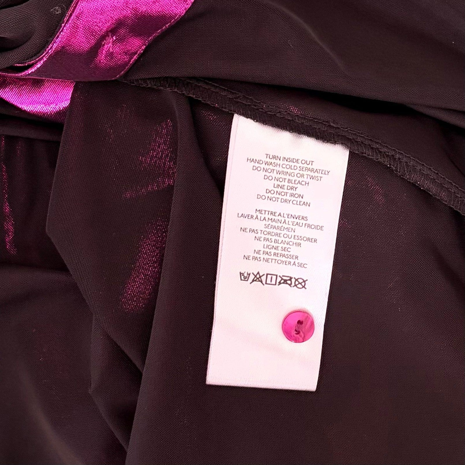 By ANTHROPOLOGIE Magenta Pink Shimmer Shine Lamé Buttondown Top Blouse X-Small