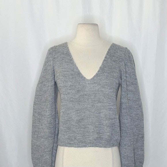 NWT!! L'academie REVOLVE Rosette Sweater Grey Wool Blend Small