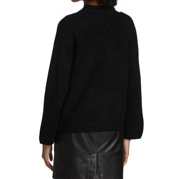 RAILS Alexi Cutout Sweater Solid Black Ribbed Pullover Knitwear Large
