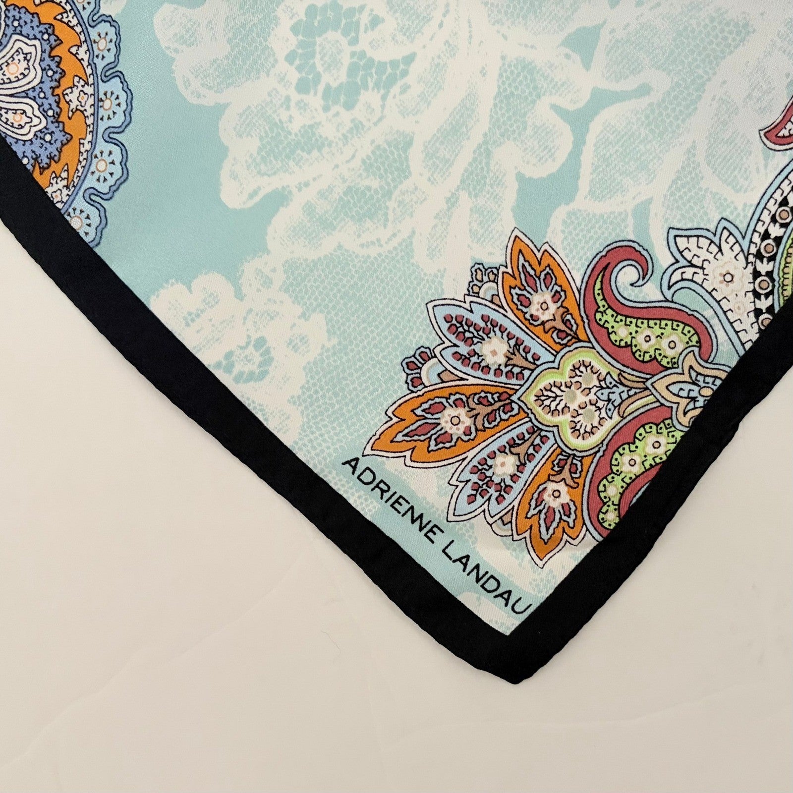 Vintage ADRIENNE LANDAU Silky Paisley Rectangular Scarf Colorful Accessory