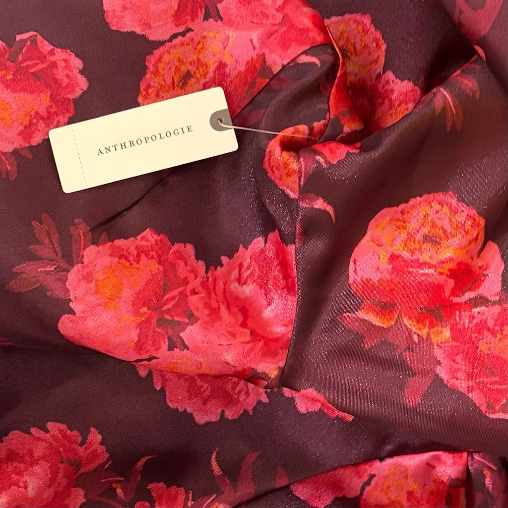 NWT!! Anthropologie BHLDN Aliana V Neck Floral Organza Mini Dress Large