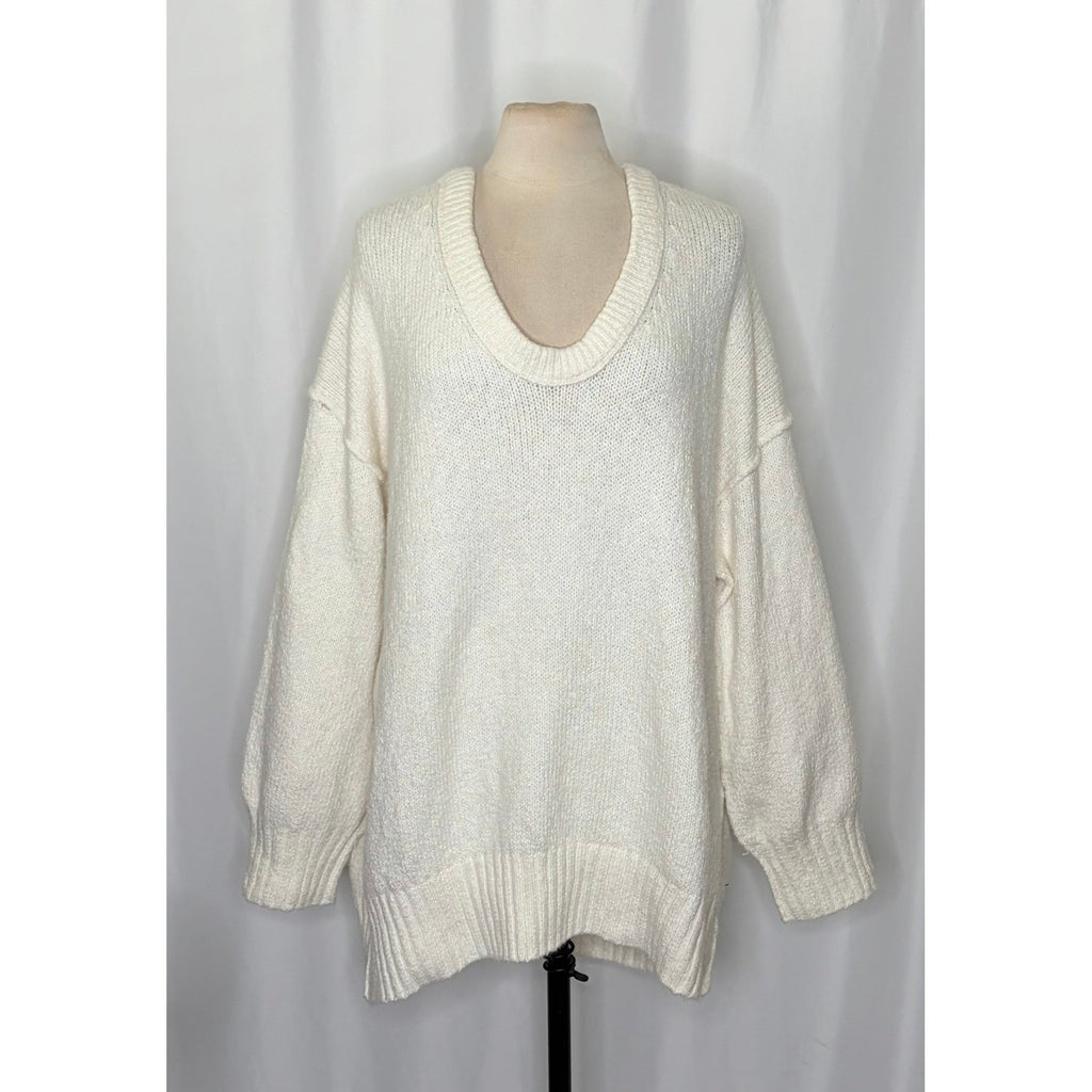 Revolve FREE PEOPLE Brookside Tunic Sweater Ivory Slouchy Solid Scoop Large