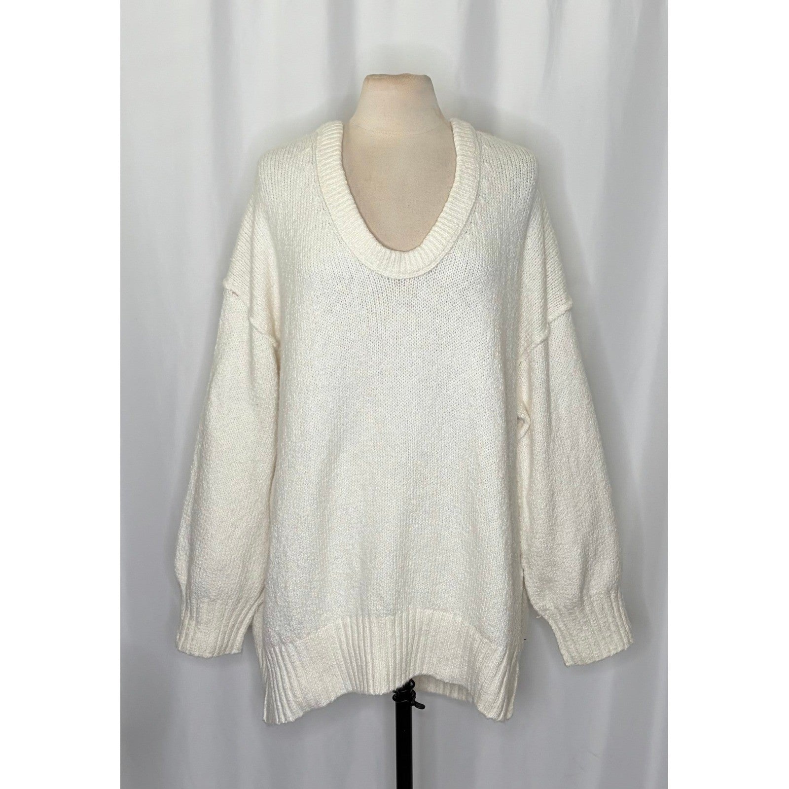Revolve FREE PEOPLE Brookside Tunic Sweater Ivory Slouchy Solid Scoop Large