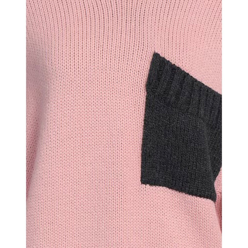 JW ANDERSON Patch Pocket Sweater Pink Grey Pullover Knit Mock Turtleneck Large
