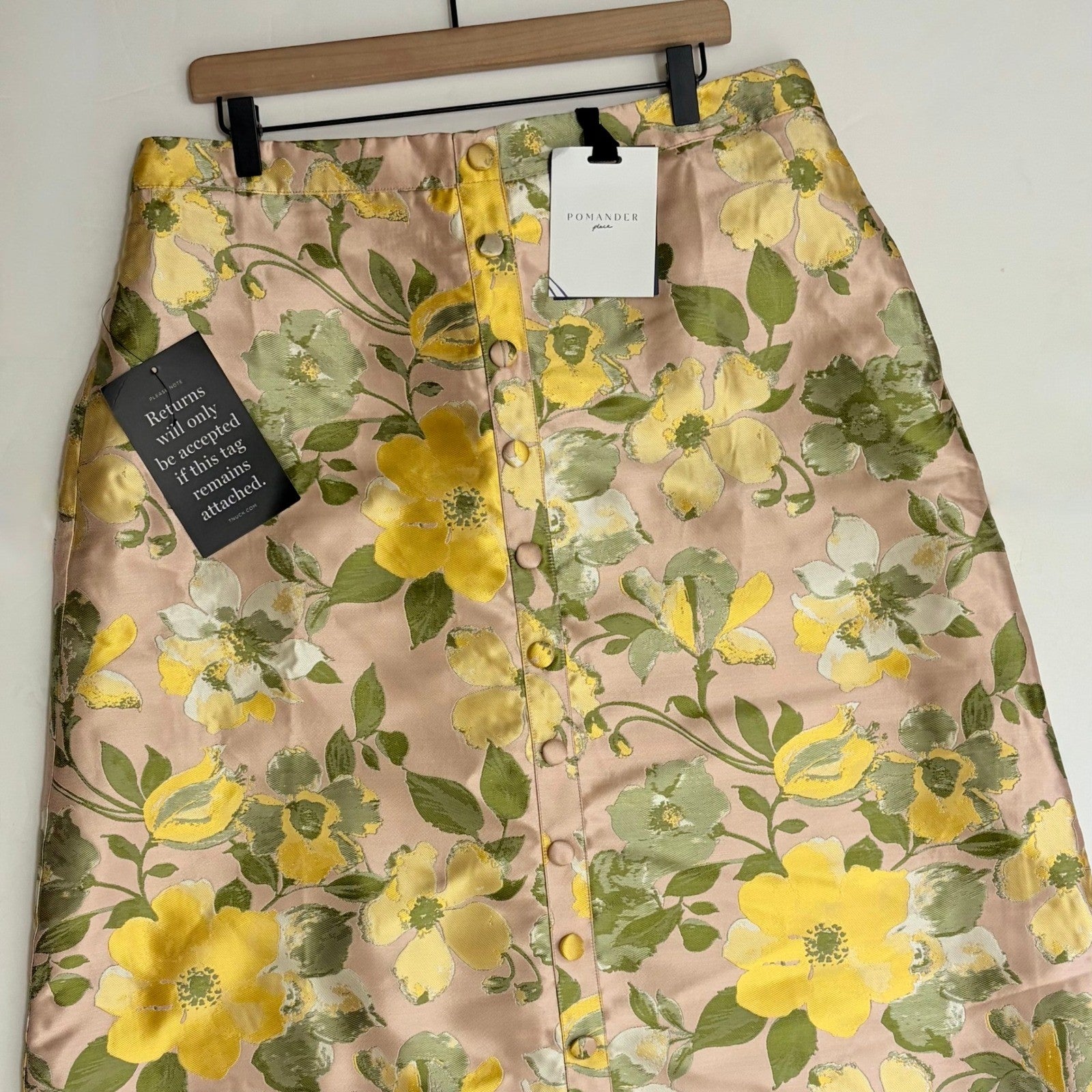 NWT! Tuckernuck POMANDER PLACE Floral Lotus Jacquard Adalyn Midi Skirt X-Large